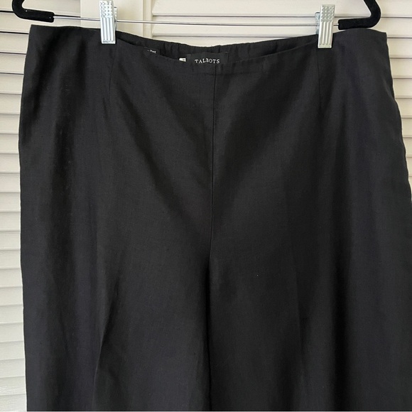 Talbots Linen High Waist Palazzo Wide Leg Black Pants Sz 16 - Picture 4 of 10